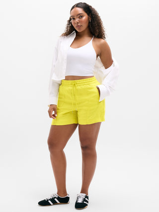 Linen Elastic Waist Shorts