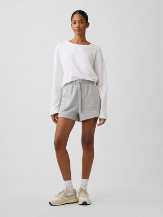 Shorts relajados de felpa francesa con rayas.