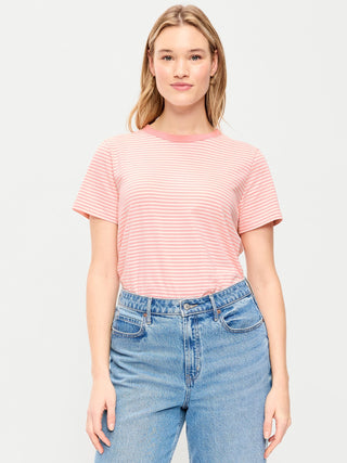 Round Neck T-Shirt with Stripe Print