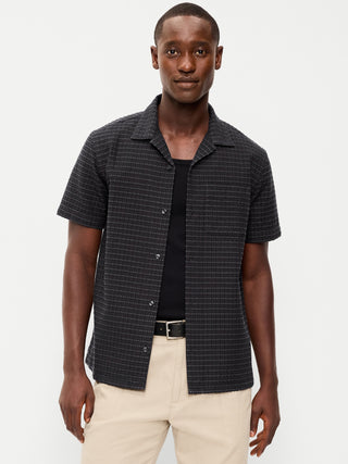 Camisa Manga Corta con Textura de Algodón