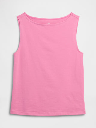 Camiseta sin mangas con cuello barco.