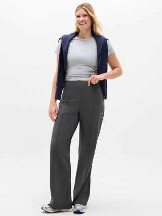 Pantalón Recto Talle Alto Bolsillos Traseros