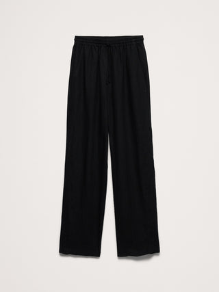 High-Waisted Straight-Leg Trousers with Elastic Waist