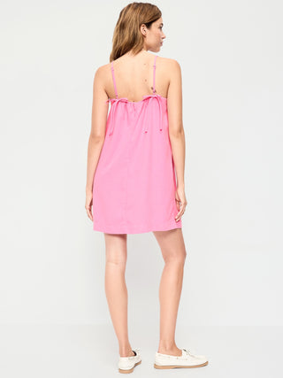Vestido recto mini con tiras.