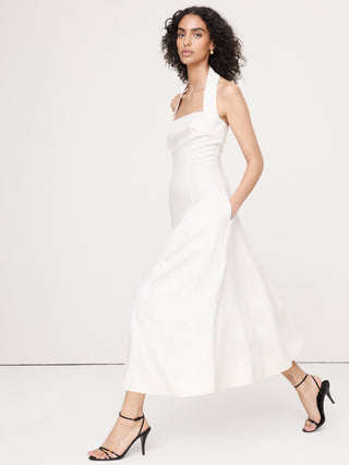 Vestido midi halter de lino.