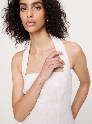 Vestido midi halter de lino.