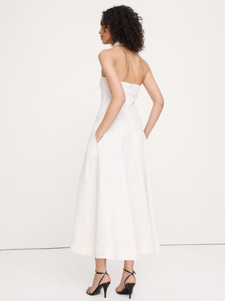 Vestido midi halter de lino.