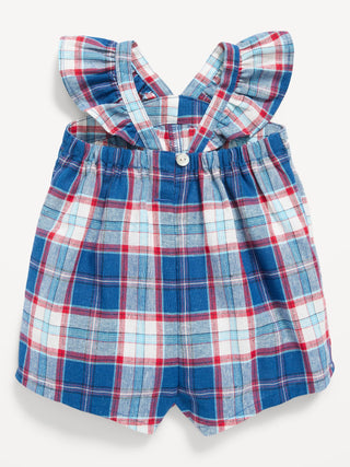 Pelele estampado sin mangas en mezcla de lino para bebé.