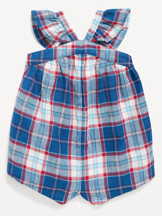 Pelele estampado sin mangas en mezcla de lino para bebé.