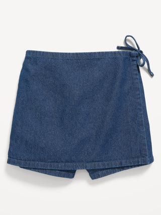 Wrap-Front Denim Skort for Girls.