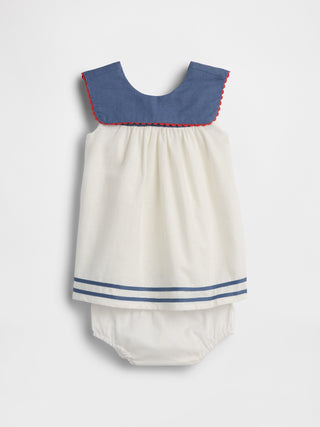 Vestido Marinero Bebé Lino-Algodón.