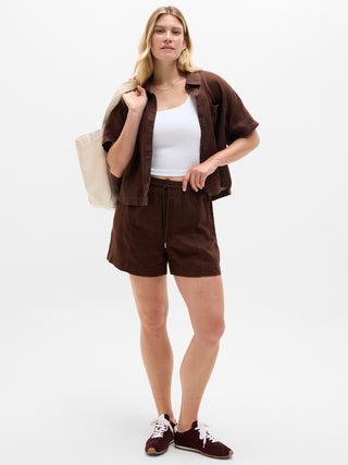 Linen Elastic Waist Shorts