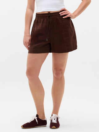 Linen Elastic Waist Shorts
