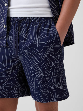 Shorts fáciles de mezcla de lino de 7".
