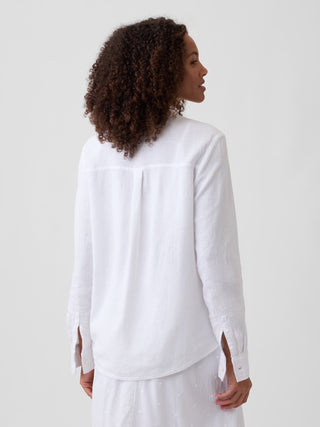 Camisa oversized de mezcla de lino, de corte fácil.