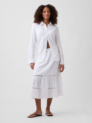 Camisa oversized de mezcla de lino, de corte fácil.