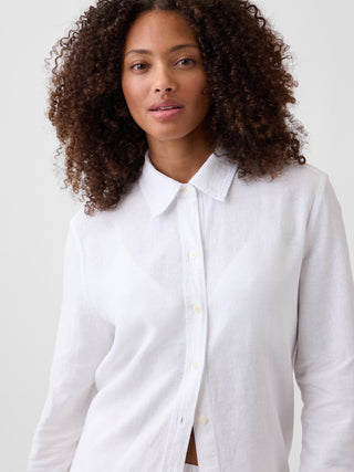 Camisa oversized de mezcla de lino, de corte fácil.