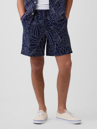 Shorts fáciles de mezcla de lino de 7".