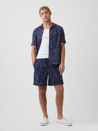 Shorts fáciles de mezcla de lino de 7".