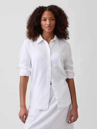 Camisa oversized de mezcla de lino, de corte fácil.