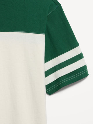 Camiseta pesada de manga corta estilo fútbol.