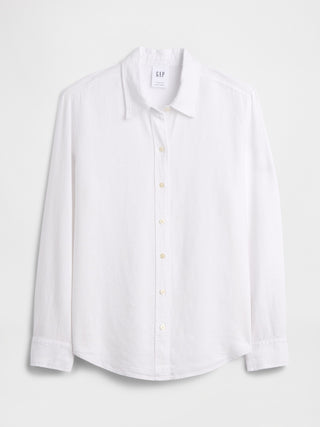 Camisa oversized de mezcla de lino, de corte fácil.