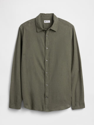 Camisa de mezcla de lino con corte estándar.