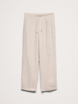 Pantalón de playa relajado de lino sin cordones.