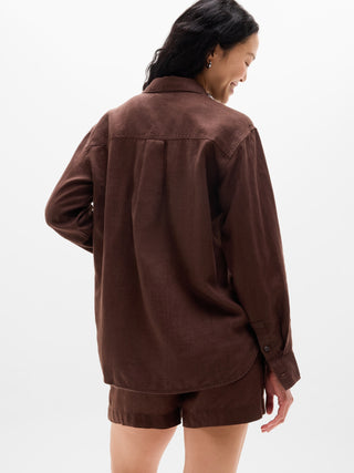 Camisa Manga Larga con Botones de Lino