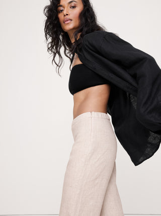 Pantalón Tobillero Talle Medio de Lino