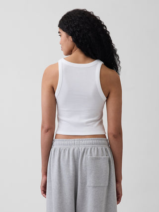 Camiseta sin mangas corta de canalé con logo de Gap.
