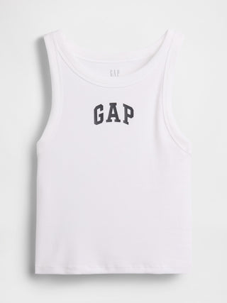Camiseta sin mangas corta de canalé con logo de Gap.