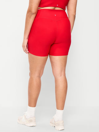 Pantalones cortos de motociclista con bolsillo ilimitado PowerSoft de talle extra alto, entrepierna de 6 pulgadas, sin costura frontal.