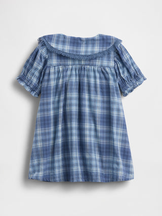 Bebé Vestido a cuadros con cuello con volantes.