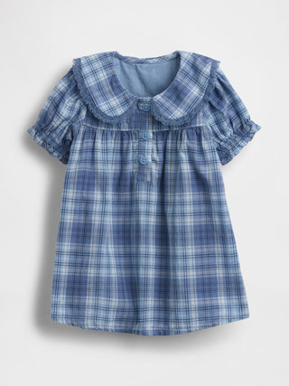 Bebé Vestido a cuadros con cuello con volantes.