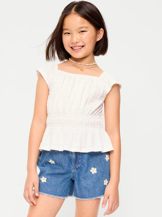 Blusa Fruncida con Detalle Volantes, Niña