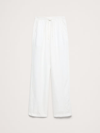 High-Waisted Straight-Leg Trousers with Elastic Waist