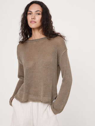 Jersey Heirloom de lino con cuello barco.