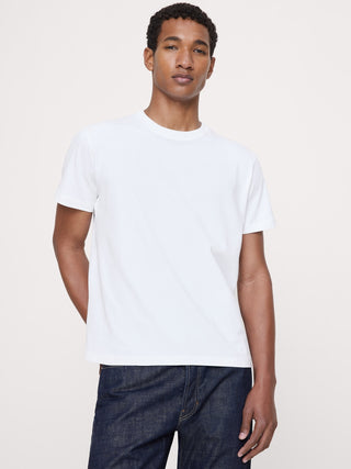 Camiseta de algodón ante con cuello redondo.