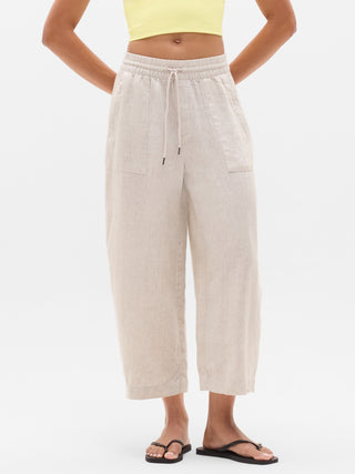 Pantalón Barrel con Cintura Elástica de Lino