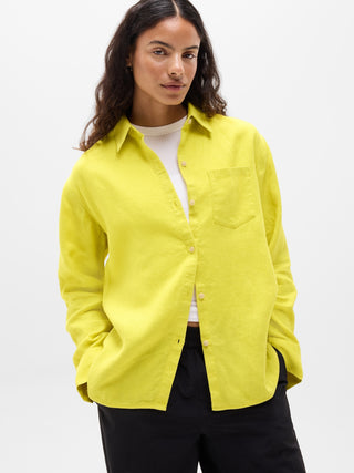 Camisa Manga Larga con Botones de Lino