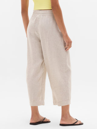 Pantalón Barrel con Cintura Elástica de Lino