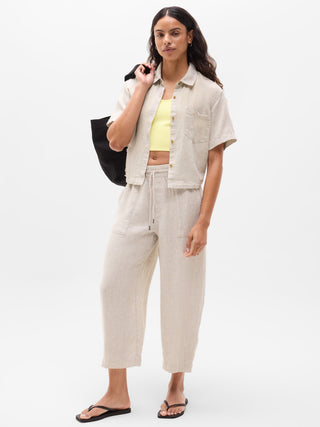 Pantalón Barrel con Cintura Elástica de Lino