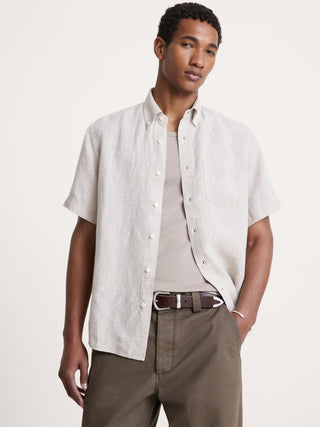 Camisa Manga Corta con Bolsillo de Lino