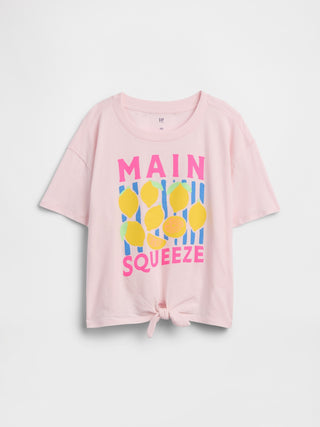 Camiseta extragrande con gráfico y nudo anudado para niños.