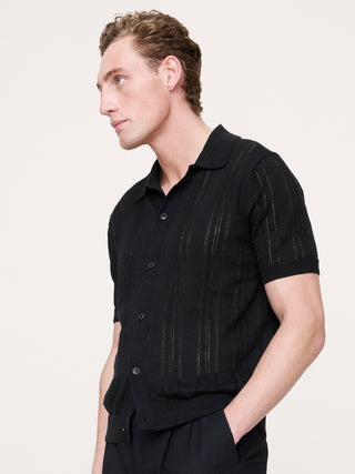 Camisa Manga Corta Semitransparente de Lino