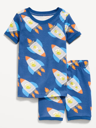 Conjunto de pijama ajustado estampado para niños pequeños y bebés.