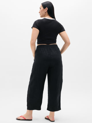 Pantalón Barrel con Cintura Elástica de Lino
