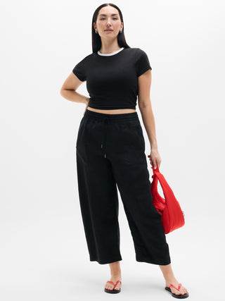 Pantalón Barrel con Cintura Elástica de Lino