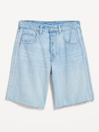 Shorts vaqueros holgados de tiro medio, entrepierna de 9 pulgadas.